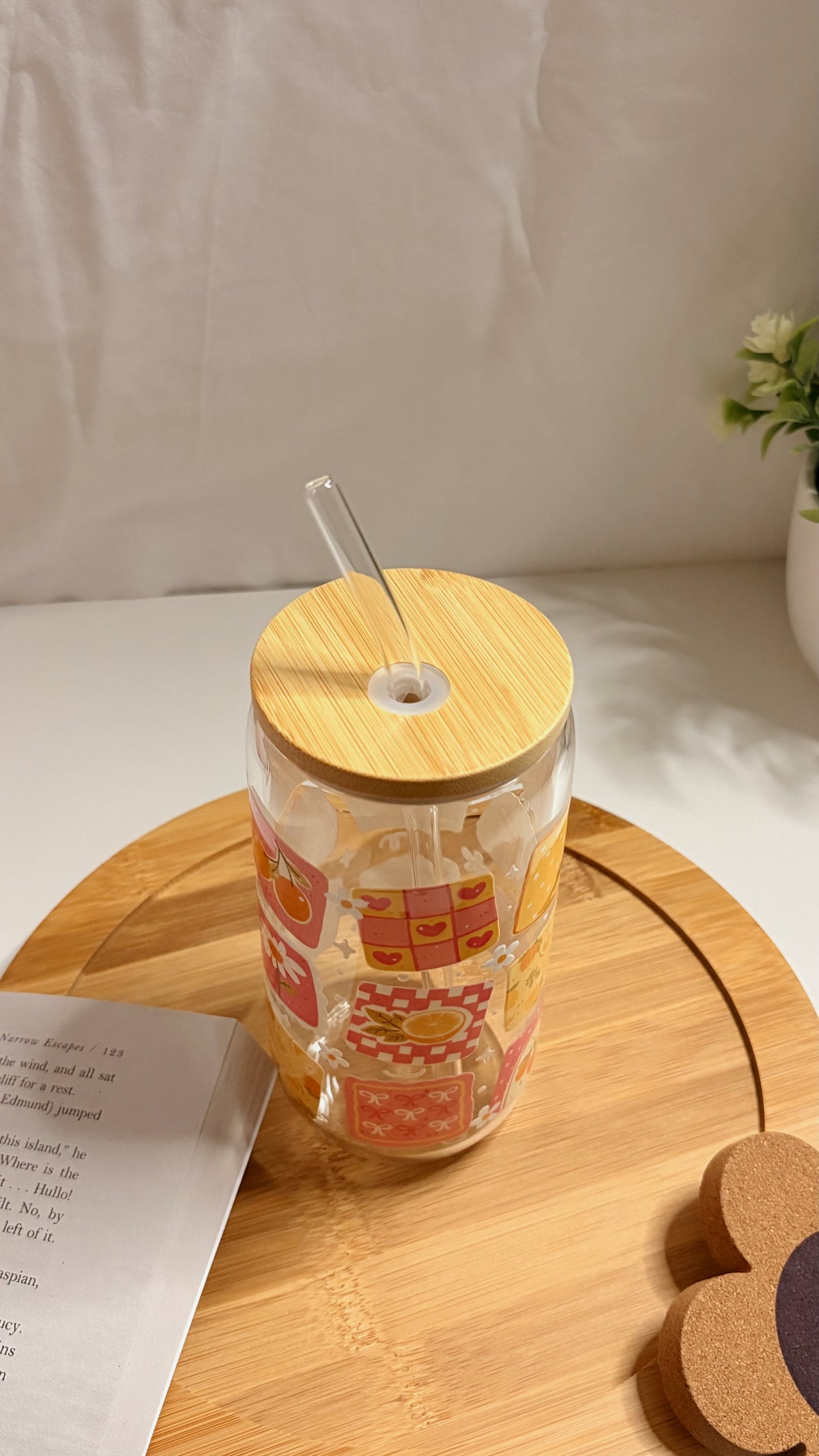 Pink fall glass cup