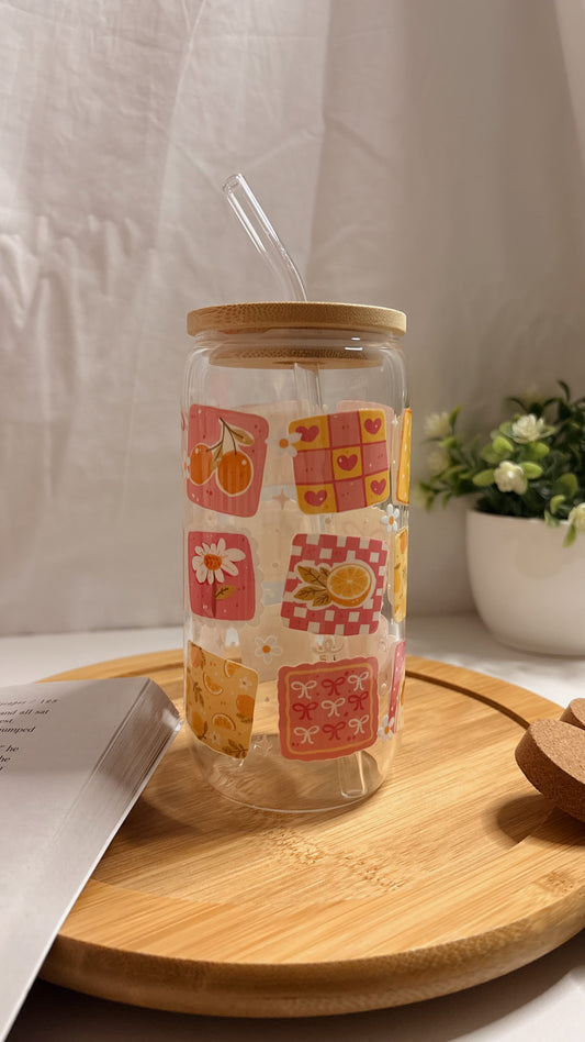 Pink fall glass cup