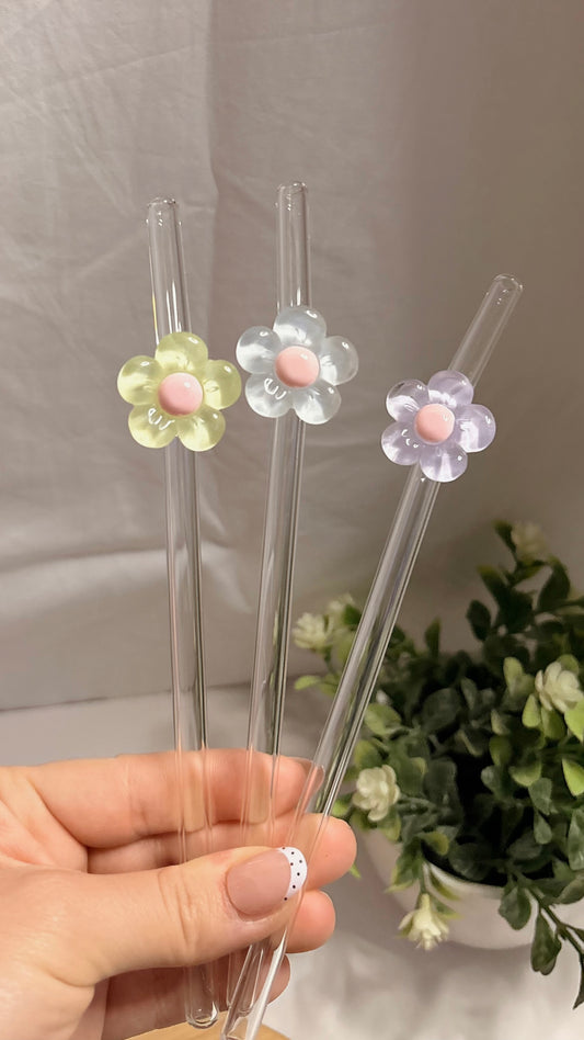 Glass flower straw