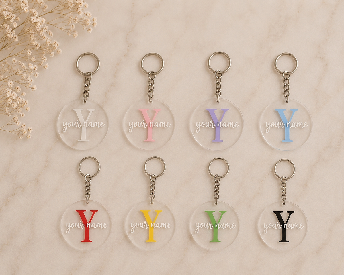 Round Initial Keychain