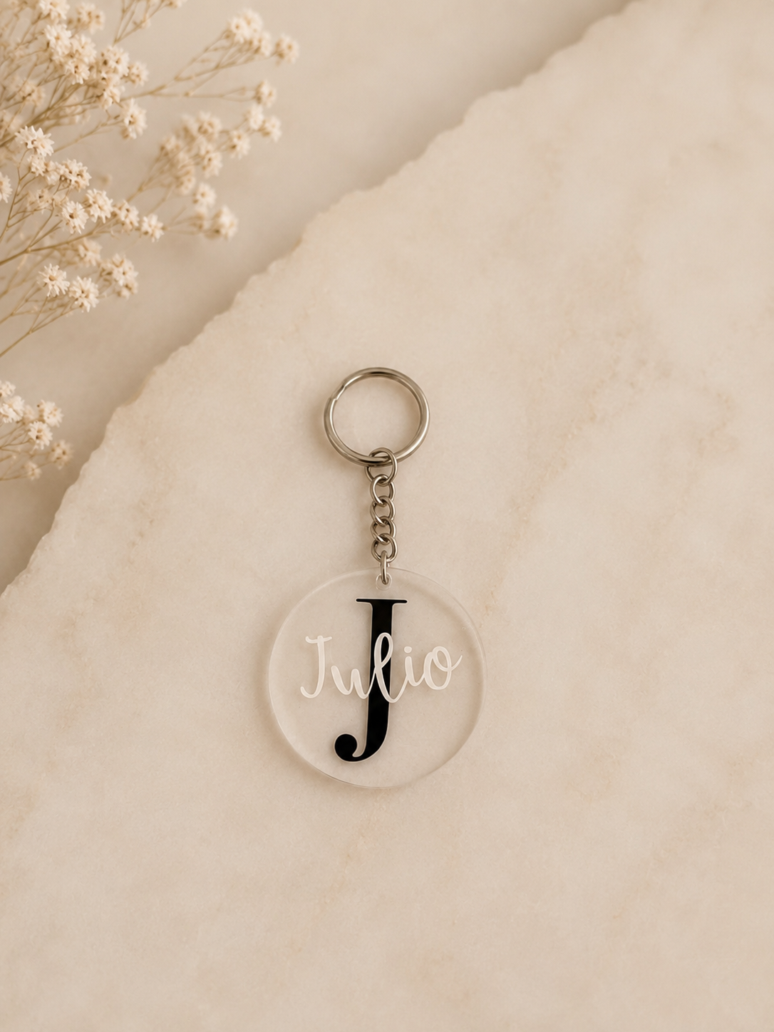 Round Initial Keychain